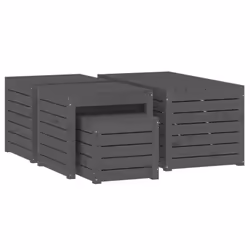 vidaXL Garden Box Set Storage Table and Boxes Deck Box 4 Piece Solid Wood Pine - grey - Additional view 4
