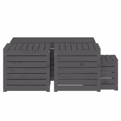 vidaXL Garden Box Set Storage Table and Boxes Deck Box 4 Piece Solid Wood Pine - grey - Additional view 6