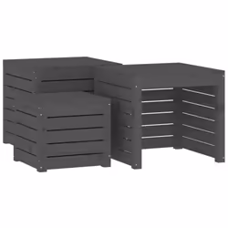 vidaXL Garden Box Set Storage Table and Boxes Deck Box 4 Piece Solid Wood Pine - grey - Additional view 8