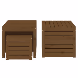 vidaXL Garden Box Set Storage Table and Boxes Deck Box 4 Piece Solid Wood Pine - honey brown - Additional view 5