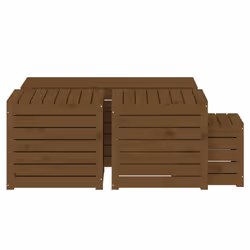 vidaXL Garden Box Set Storage Table and Boxes Deck Box 4 Piece Solid Wood Pine - honey brown - Additional view 6