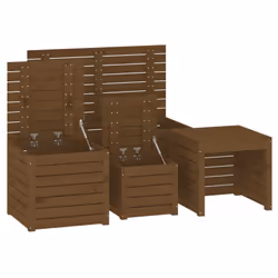 vidaXL Garden Box Set Storage Table and Boxes Deck Box 4 Piece Solid Wood Pine - honey brown - Additional view 7