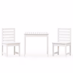 vidaXL Garden Bistro Set Patio Table and Chair Wooden 3 Piece Solid Wood Pine - white pine