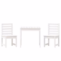 vidaXL Garden Bistro Set Patio Table and Chair Wooden 3 Piece Solid Wood Pine - white pine - Additional view 4