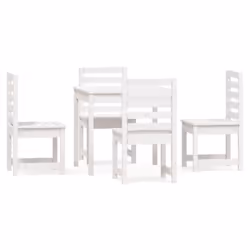 vidaXL Garden Dining Set Patio Table and Chair 5 Piece White Solid Wood Pine