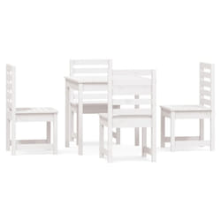 vidaXL Garden Dining Set Patio Table and Chair 5 Piece White Solid Wood Pine