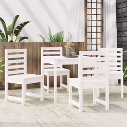 vidaXL Garden Dining Set Patio Table and Chair 5 Piece White Solid Wood Pine