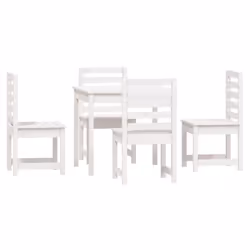 vidaXL Garden Dining Set Patio Table and Chair 5 Piece White Solid Wood Pine - Additional view 4