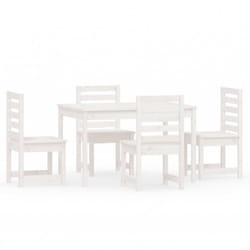vidaXL Garden Dining Set Patio Table and Chair 5 Piece White Solid Wood Pine