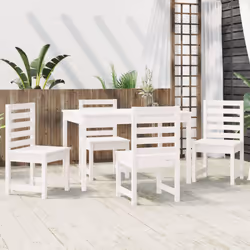 vidaXL Garden Dining Set Patio Table and Chair 5 Piece White Solid Wood Pine