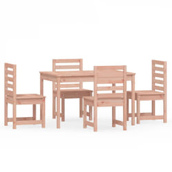 vidaXL Garden Dining Set Patio Dining Table and Chair 5 Piece Solid Wood Pine - natural douglas