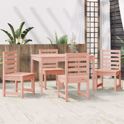 vidaXL Garden Dining Set Patio Dining Table and Chair 5 Piece Solid Wood Pine - natural douglas