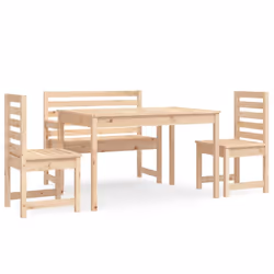 vidaXL Garden Dining Set Outdoor Table and Chair Set 4 Piece Solid Wood Pine - natural pine