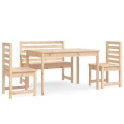 vidaXL Garden Dining Set Outdoor Table and Chair Set 4 Piece Solid Wood Pine - natural pine
