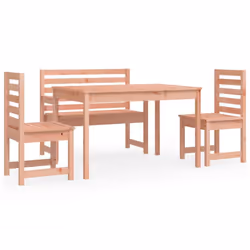 vidaXL Garden Dining Set Outdoor Table and Chair Set 4 Piece Solid Wood Pine - natural douglas
