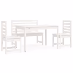 vidaXL Garden Dining Set Outdoor Table and Chair Set 4 Piece Solid Wood Pine - white pine