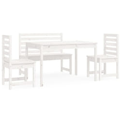 vidaXL Garden Dining Set Outdoor Table and Chair Set 4 Piece Solid Wood Pine - white pine