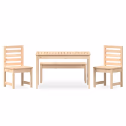 vidaXL Garden Dining Set Outdoor Table and Chair Set 4 Piece Solid Wood Pine - natural pine