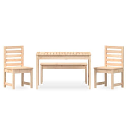 vidaXL Garden Dining Set Outdoor Table and Chair Set 4 Piece Solid Wood Pine - natural pine