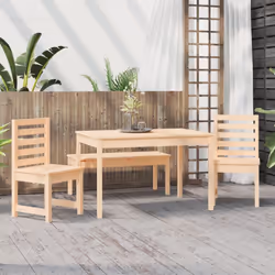 vidaXL Garden Dining Set Outdoor Table and Chair Set 4 Piece Solid Wood Pine - natural pine