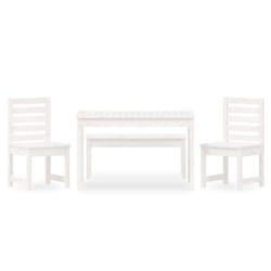 vidaXL Garden Dining Set Outdoor Table and Chair Set 4 Piece Solid Wood Pine - white pine