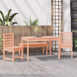 vidaXL Garden Dining Set Outdoor Table and Chair Set 4 Piece Solid Wood Pine - natural douglas
