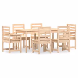 vidaXL Garden Dining Set Patio Dining Table and Chair 7 Piece Solid Wood Pine - natural pine