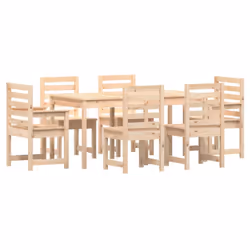 vidaXL Garden Dining Set Patio Dining Table and Chair 7 Piece Solid Wood Pine - natural pine - Additional view 4
