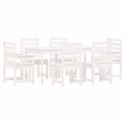 vidaXL Garden Dining Set Patio Table and Chair 7 Piece White Solid Wood Pine - Additional view 4