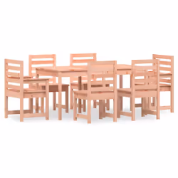 vidaXL Garden Dining Set Patio Dining Table and Chair 7 Piece Solid Wood Pine - natural douglas
