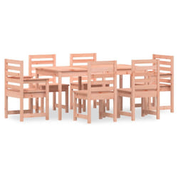 vidaXL Garden Dining Set Patio Dining Table and Chair 7 Piece Solid Wood Pine - natural douglas