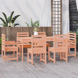 vidaXL Garden Dining Set Patio Dining Table and Chair 7 Piece Solid Wood Pine - natural douglas