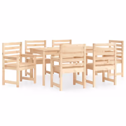 vidaXL Garden Dining Set Outdoor Table and Chair Set 7 Piece Solid Wood Pine - natural pine