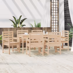 vidaXL Garden Dining Set Outdoor Table and Chair Set 7 Piece Solid Wood Pine - natural pine
