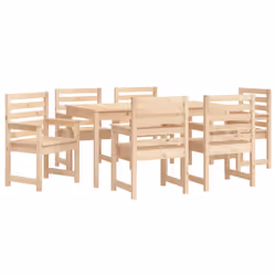 vidaXL Garden Dining Set Outdoor Table and Chair Set 7 Piece Solid Wood Pine - natural pine - Additional view 4