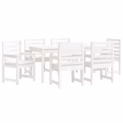 vidaXL Garden Dining Set Outdoor Table and Chair Set 7 Piece Solid Wood Pine - white pine - Additional view 4