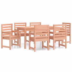 vidaXL Garden Dining Set Outdoor Table and Chair Set 7 Piece Solid Wood Pine - natural douglas