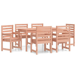 vidaXL Garden Dining Set Outdoor Table and Chair Set 7 Piece Solid Wood Pine - natural douglas
