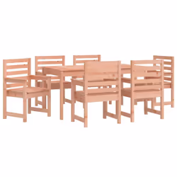 vidaXL Garden Dining Set Outdoor Table and Chair Set 7 Piece Solid Wood Pine - natural douglas - Additional view 4