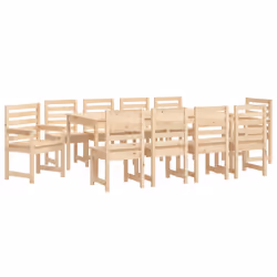 vidaXL Garden Dining Set Outdoor Table and Chair 11 Piece Solid Wood Pine - natural pine - Additional view 4