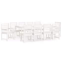 vidaXL Garden Dining Set Patio Table and Chair 11 Piece White Solid Wood Pine - Additional view 4