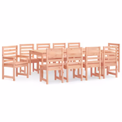 vidaXL Garden Dining Set Outdoor Table and Chair 11 Piece Solid Wood Pine - natural douglas