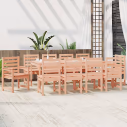 vidaXL Garden Dining Set Outdoor Table and Chair 11 Piece Solid Wood Pine - natural douglas