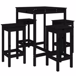 vidaXL Garden Bar Set Wooden Table and Chairs Pub Set 5 Piece Solid Wood Pine - black