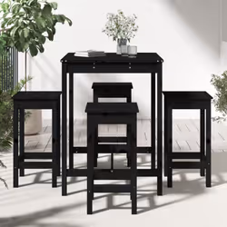 vidaXL Garden Bar Set Wooden Table and Chairs Pub Set 5 Piece Solid Wood Pine - black