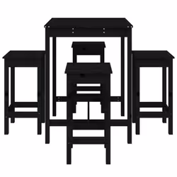 vidaXL Garden Bar Set Wooden Table and Chairs Pub Set 5 Piece Solid Wood Pine - black - Additional view 4