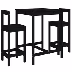 vidaXL Garden Bar Set Wooden Table and Chairs Pub Set 3 Piece Solid Wood Pine - black