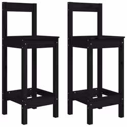 vidaXL Garden Bar Set Wooden Table and Chairs Pub Set 3 Piece Solid Wood Pine - black - Additional view 4