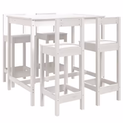 vidaXL Garden Bar Set Wooden Table and Chairs Pub Set 5 Piece Solid Wood Pine - white