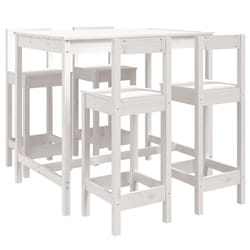 vidaXL Garden Bar Set Wooden Table and Chairs Pub Set 5 Piece Solid Wood Pine - white